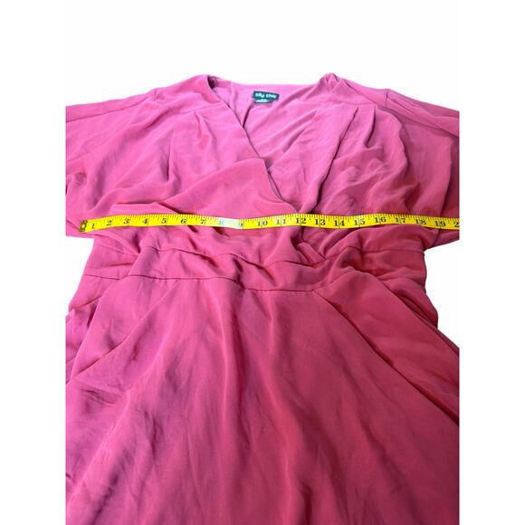 City Chic Pink Chiffon Dress - Size M/18 - Picture 5 of 11